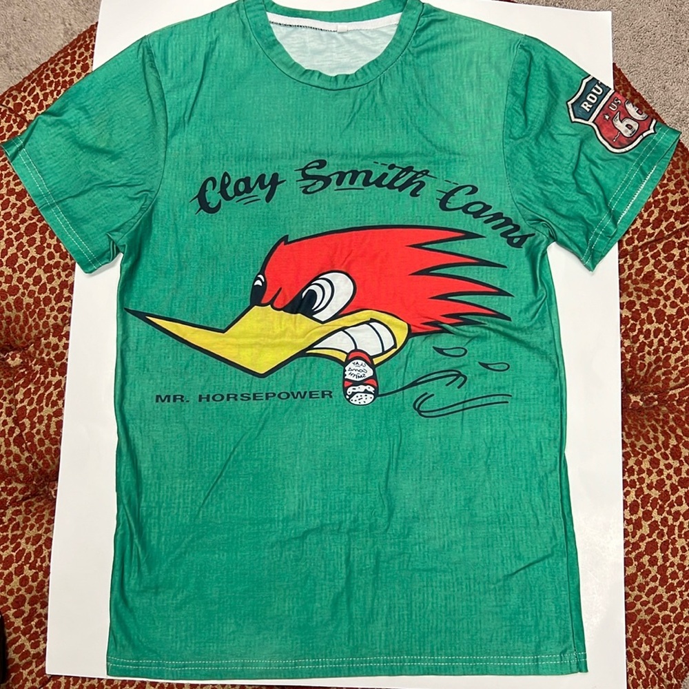 New, unworn, vintage style route 66 Mr. horsepower Clay Smith Cams Tshirt, Small